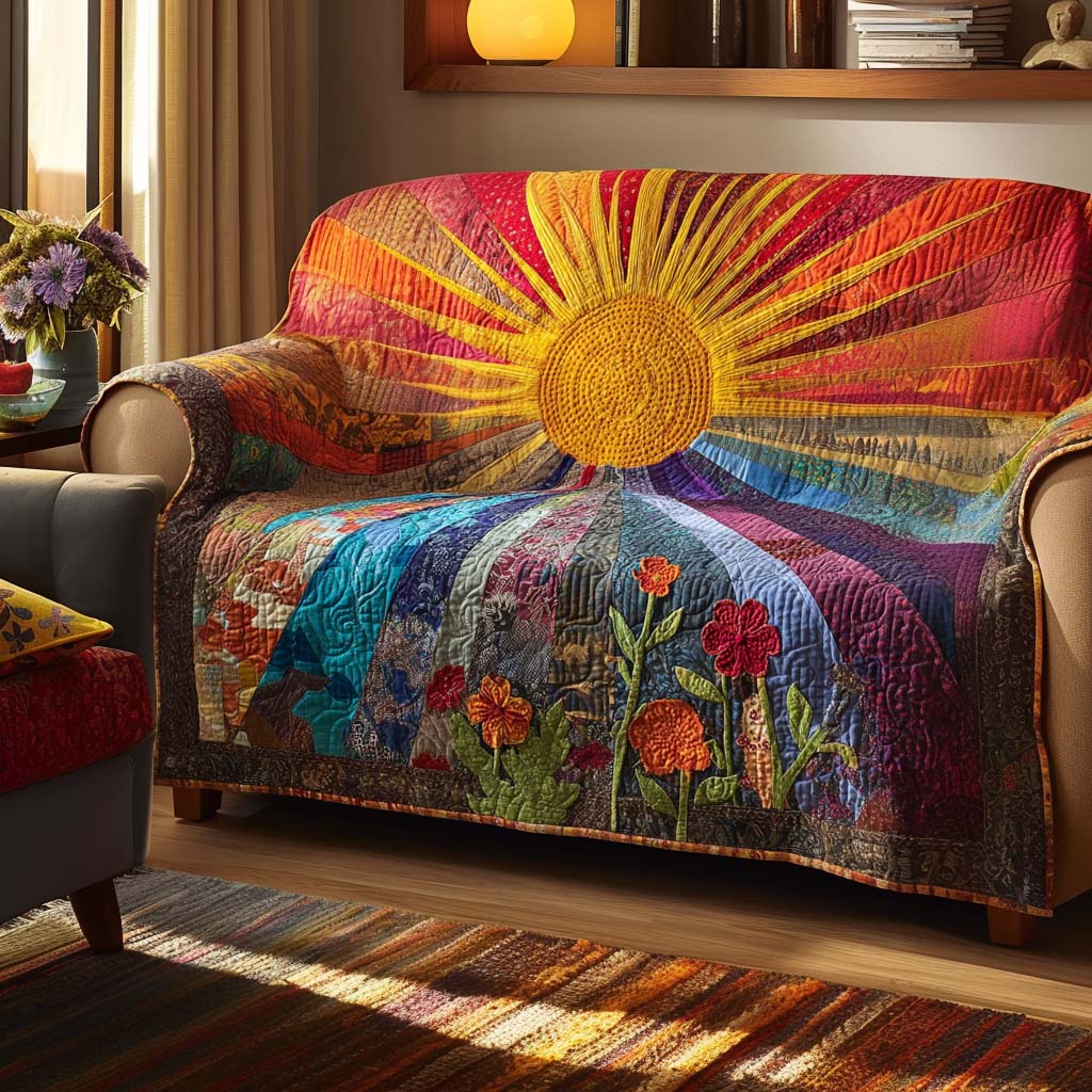 Quilted sofa cover with solar pattern – Louise London