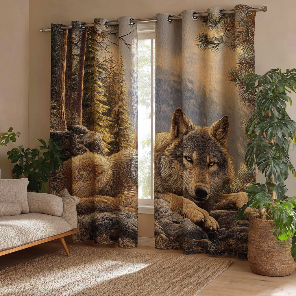 Quilted Curtains Wilderness Wolf Soul NCU0HH1596