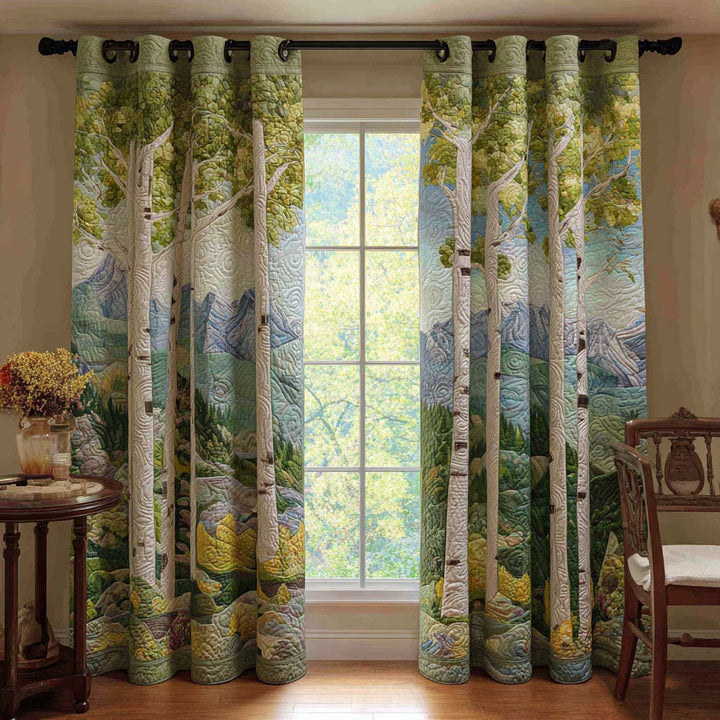 Quilted Wildflower Birch Path Curtains – Louise London product image 1
