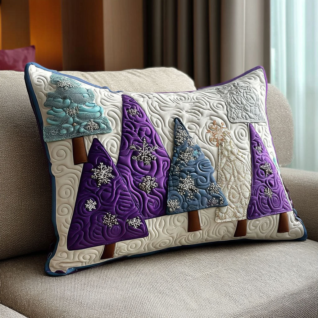 Quilted cushion cover with winter amethyst by Louise London