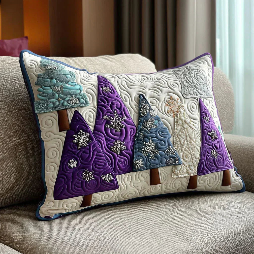 Quilted cushion cover with winter amethyst by Louise London