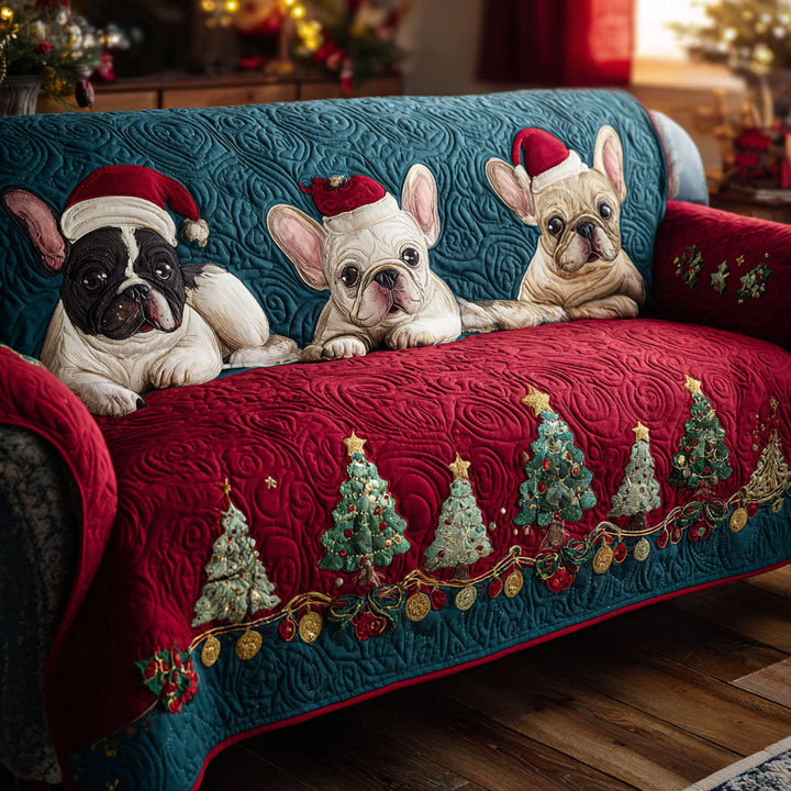 Quilted Sofa Cover with French Bulldogs – Louise London