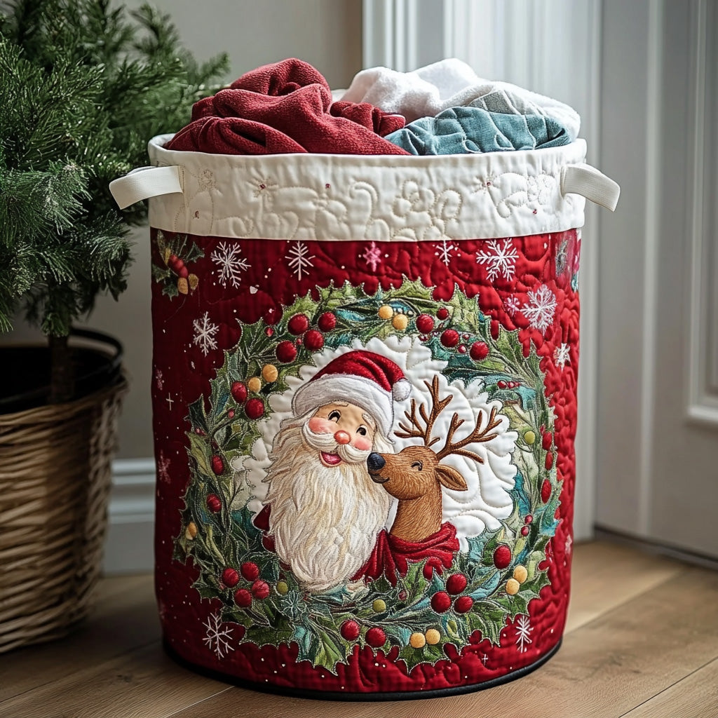 Quilted laundry basket with Christmas pattern – product image 4