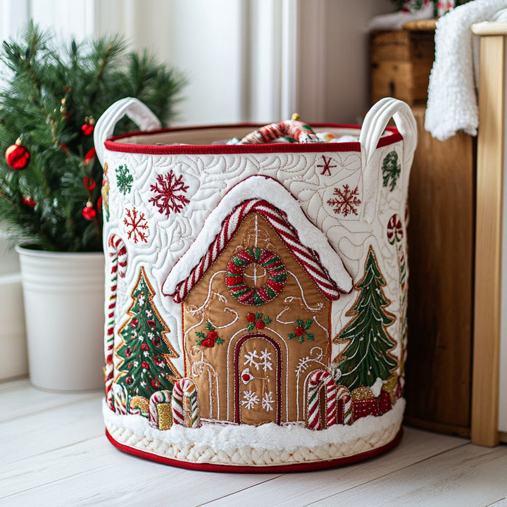 Quilted laundry basket with winter pattern by Louise London