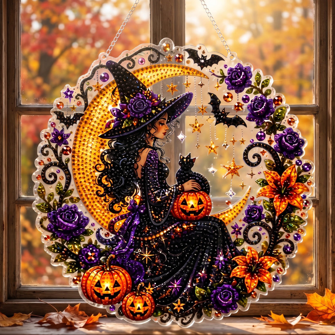 🔥Limited time 70% OFF - 🎃✨Halloween Diamond Art Hanging Ornament Kit - Sparkling DIY Window Ornament – 🧙‍♀️ Witch
