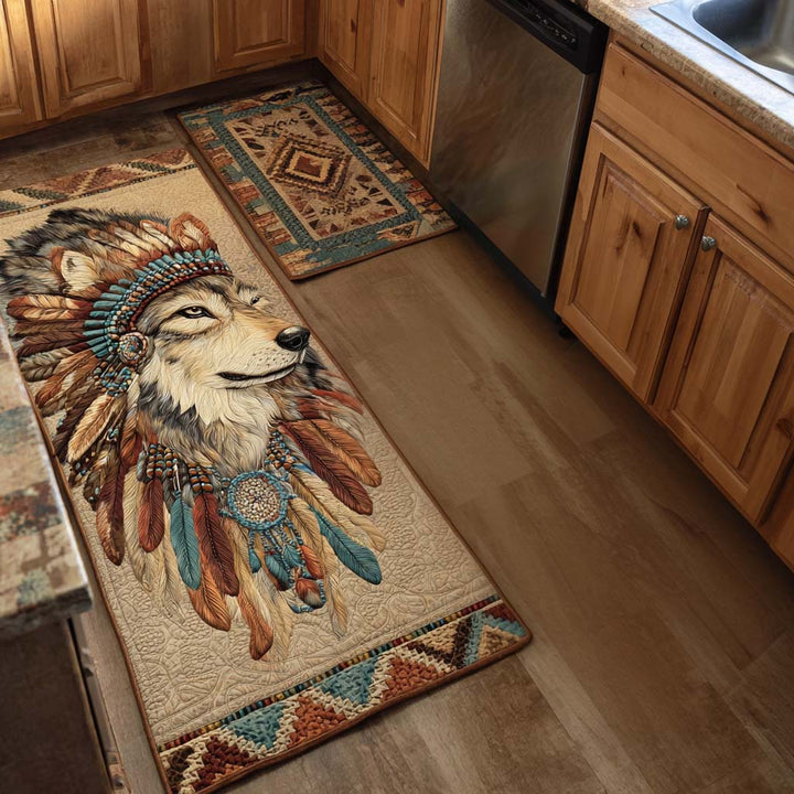 Non-slip kitchen rug with majestic wolf by Louise London