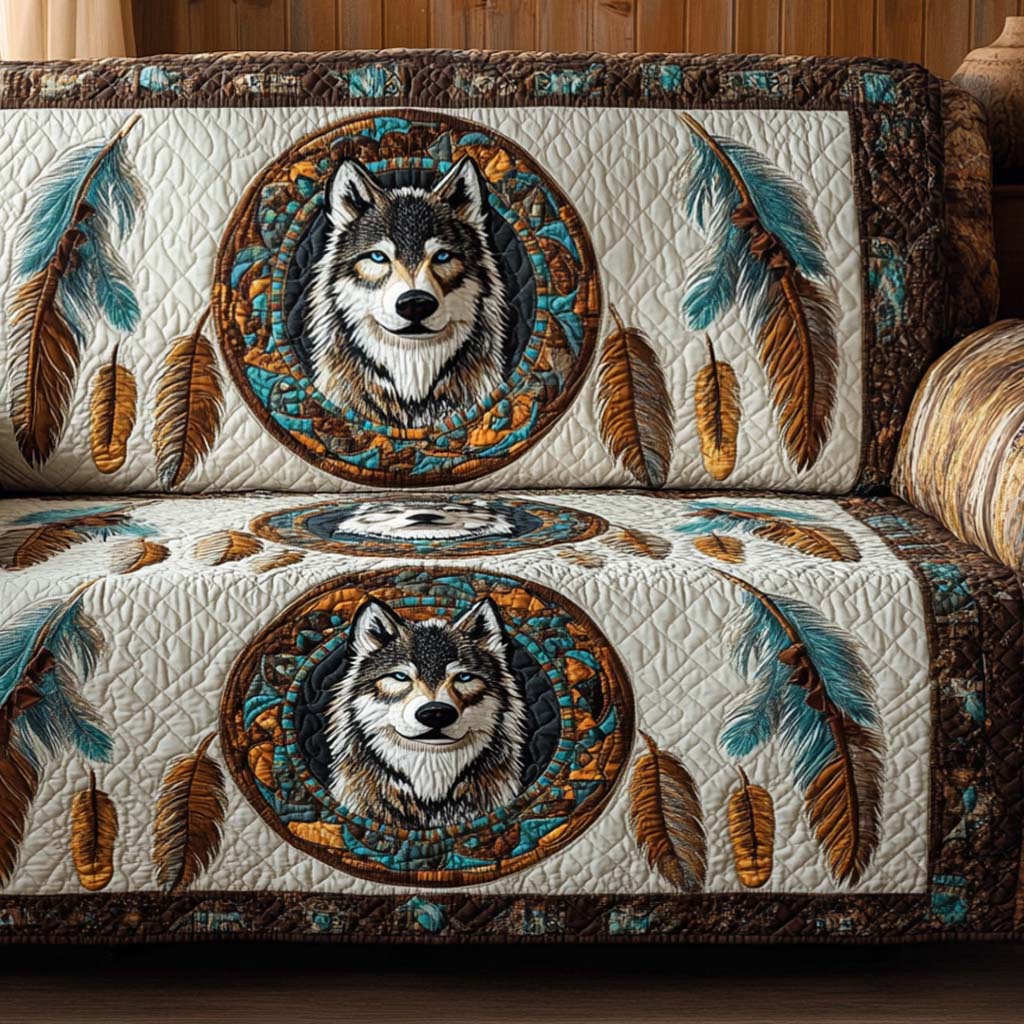 Quilted Sofa Cover Wolf Guardian – Louise London