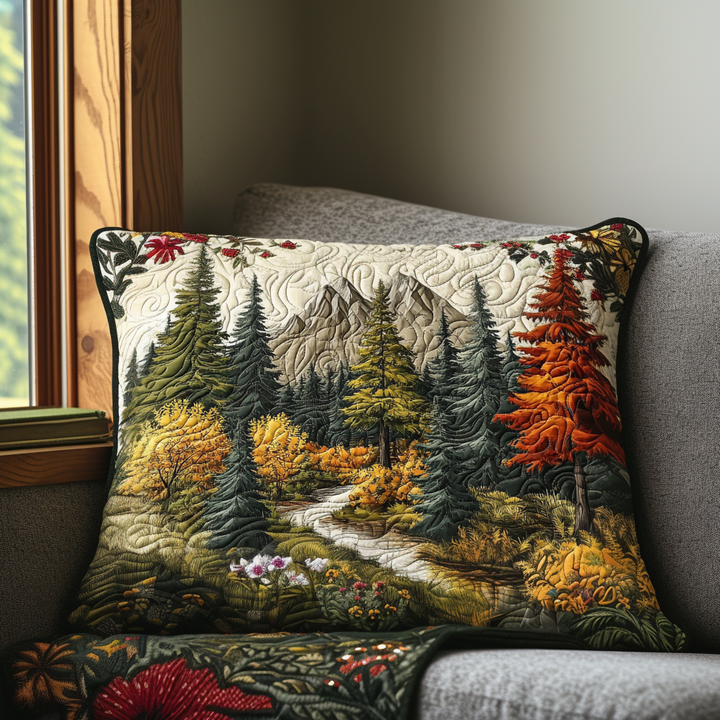 Quilted Cushion Cover with Forest Embrace by Louise London