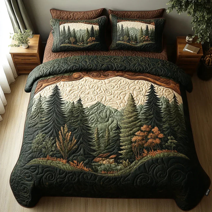 Quilted Bed Cover Set 3 Pieces - Woodland Walk by Louise London - product image 1