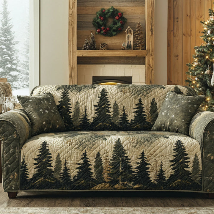 Quilted sofa cover with tranquil forest – Louise London