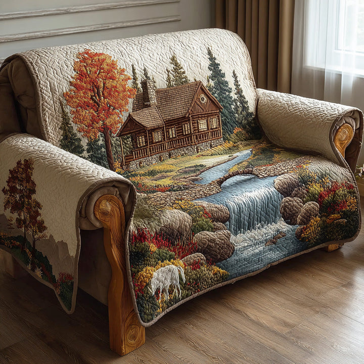 Quilted sofa cover in rustic style – Louise London