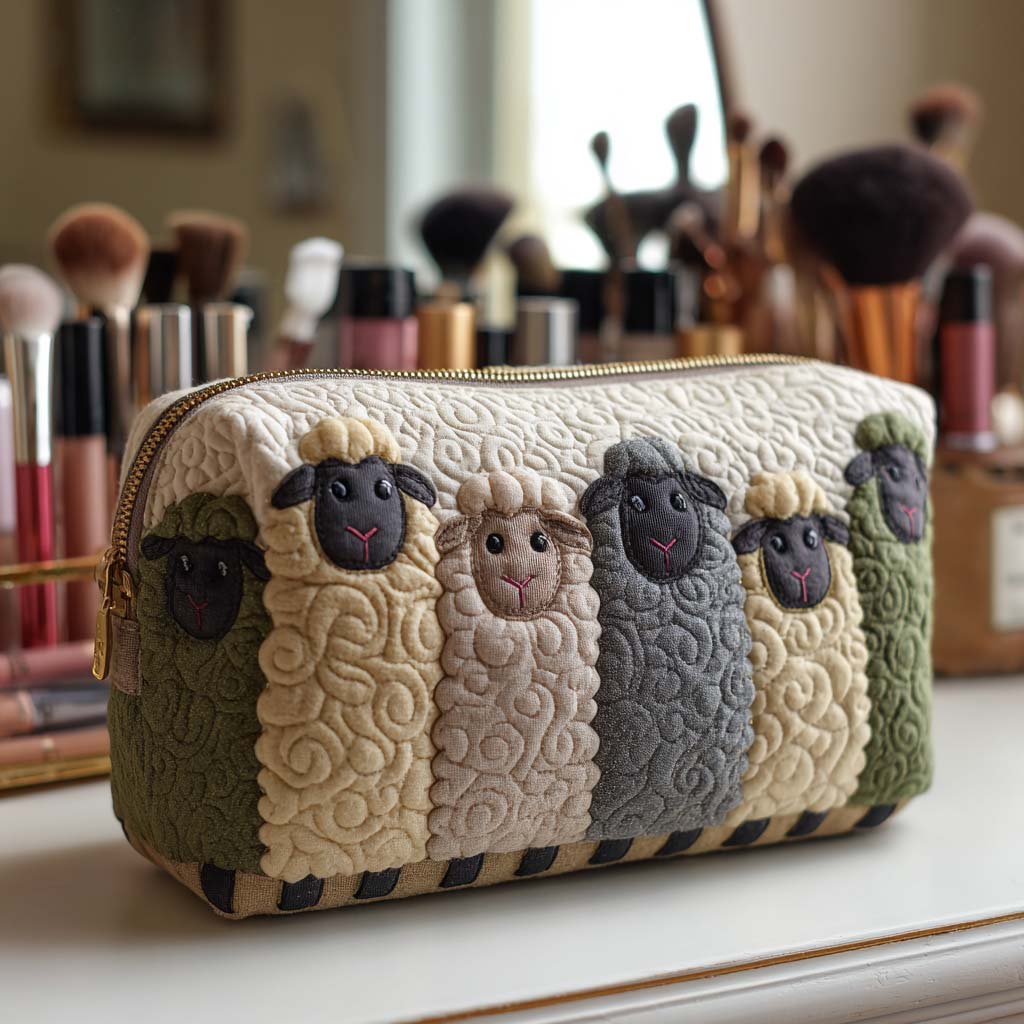 Wooly Line quilted makeup bag – Louise London