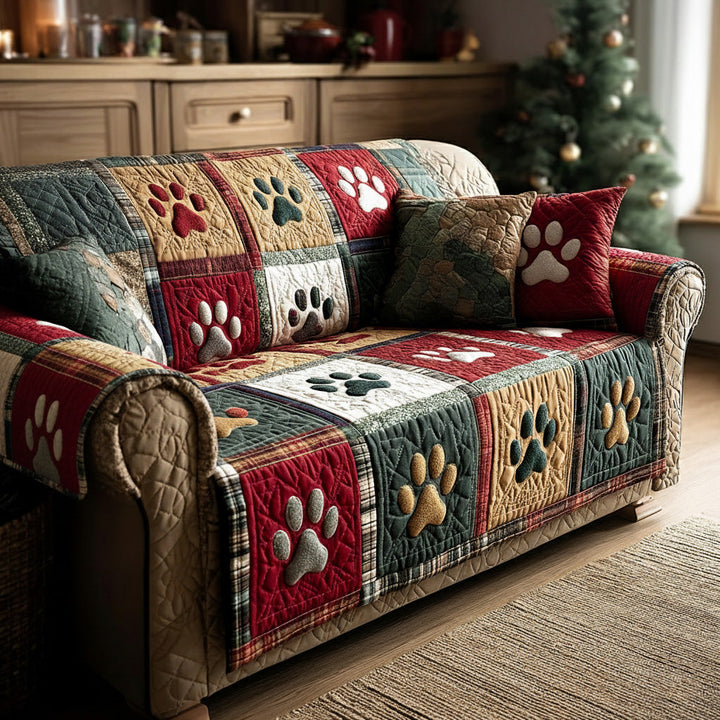 Quilted Cover in Christmas Paw Shape – Louise London