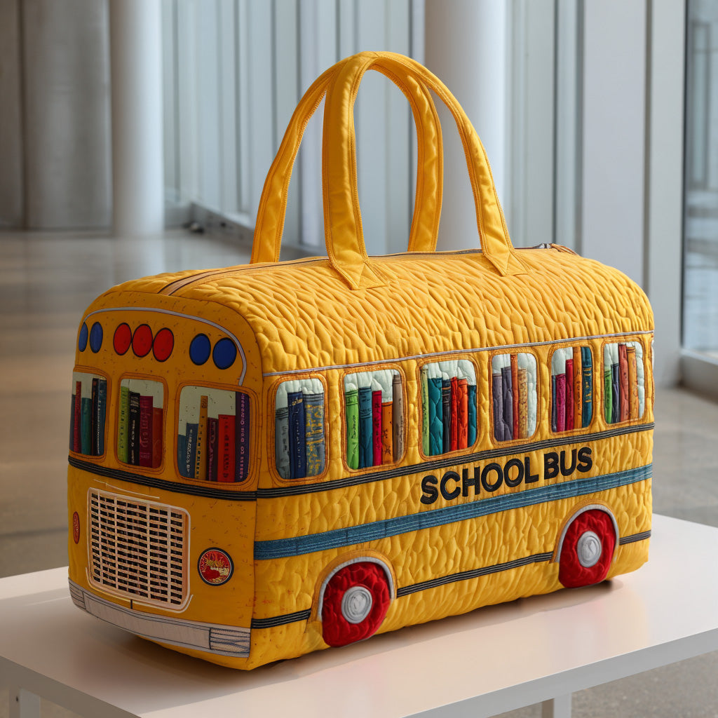 Quilted Travel Bag with Yellow School Bus by Louise London