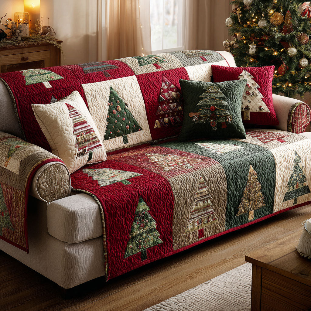 Quilted sofa cover with cosy Christmas pattern – Louise London