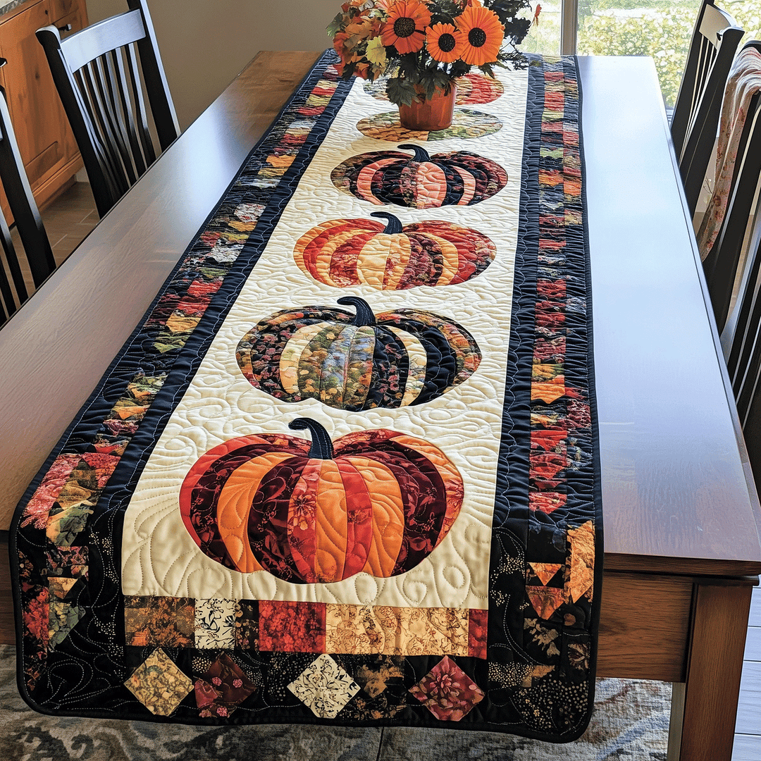 Quilted Table Runner – Pumpkin Design NCU0VT37