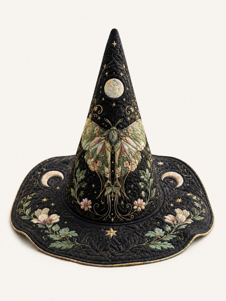 Handmade Quilted Witch Hat – Moth Fairy in Victorian Style