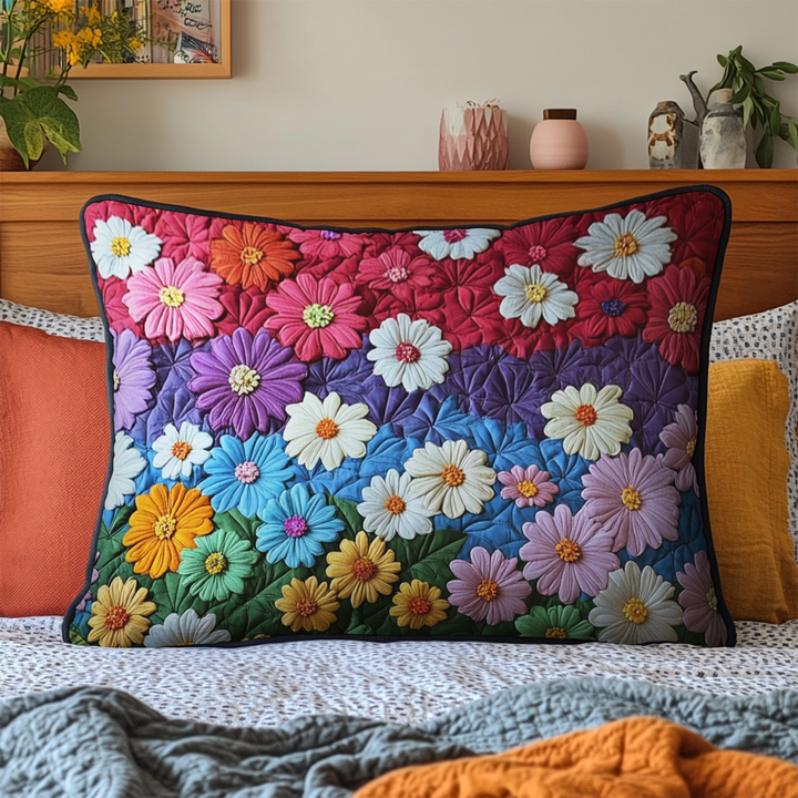 Quilted cushion cover with delicate flowers NCU0VH5858