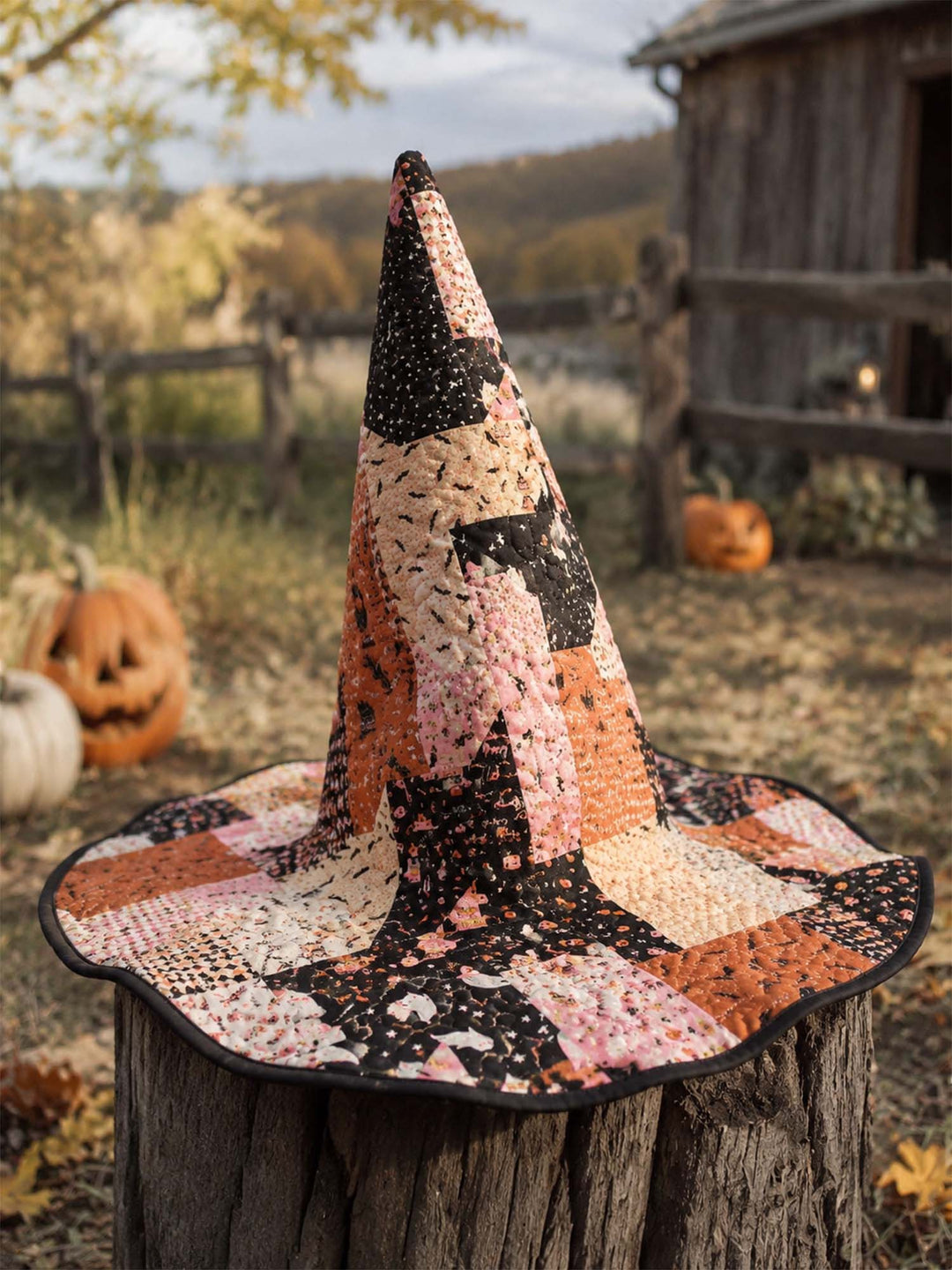 Handmade Quilted Witch Hat – Cute Halloween Patchwork