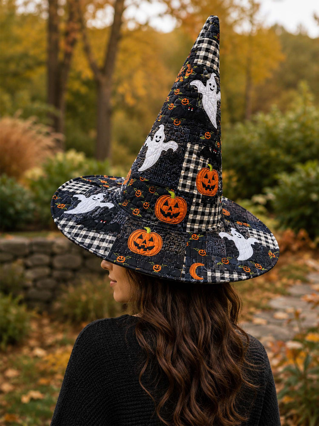 Handmade Quilted Witch Hat – Halloween Ghosts