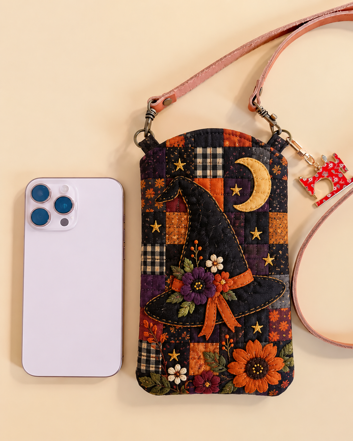 Slim Quilted Phone Crossbody Bag – Witch Hat Moonlight Patchwork