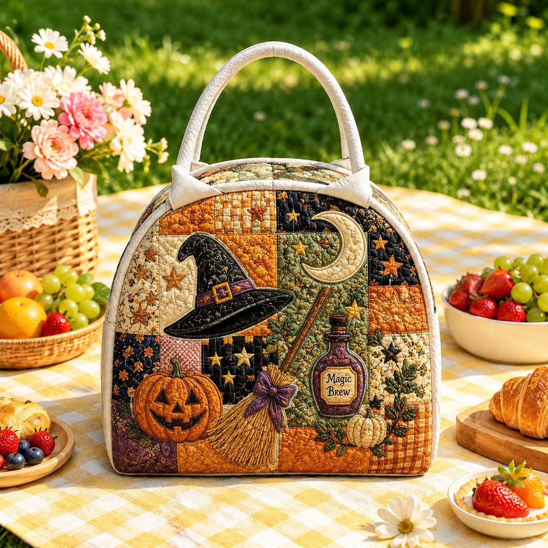 Quilted Lunch Bag – Witch Hat and Potion