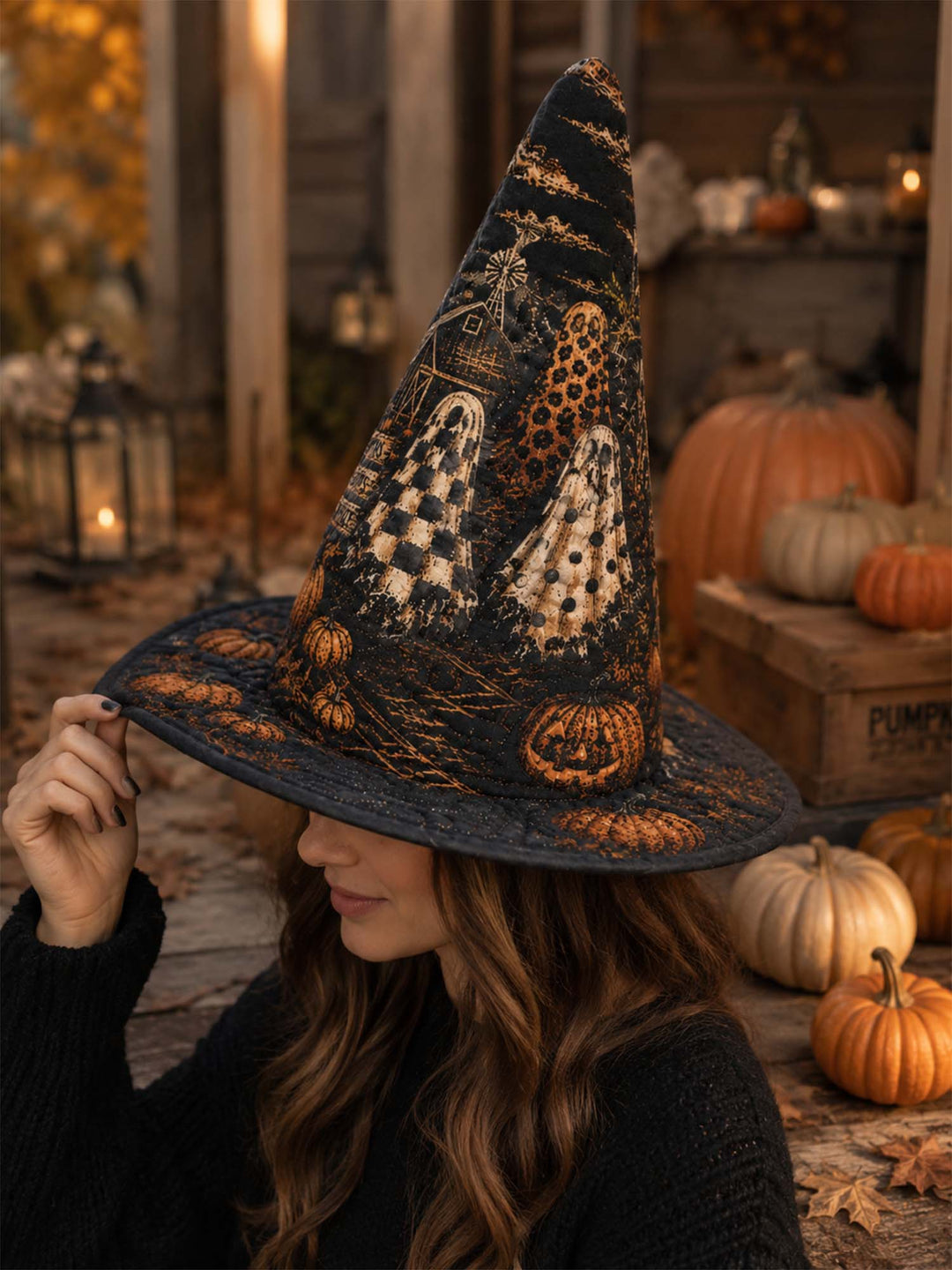 Handmade Quilted Witch Hat – Haunted Pumpkins for Halloween