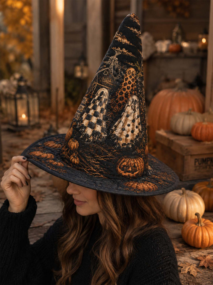 Handmade Quilted Witch Hat – Haunted Pumpkins for Halloween