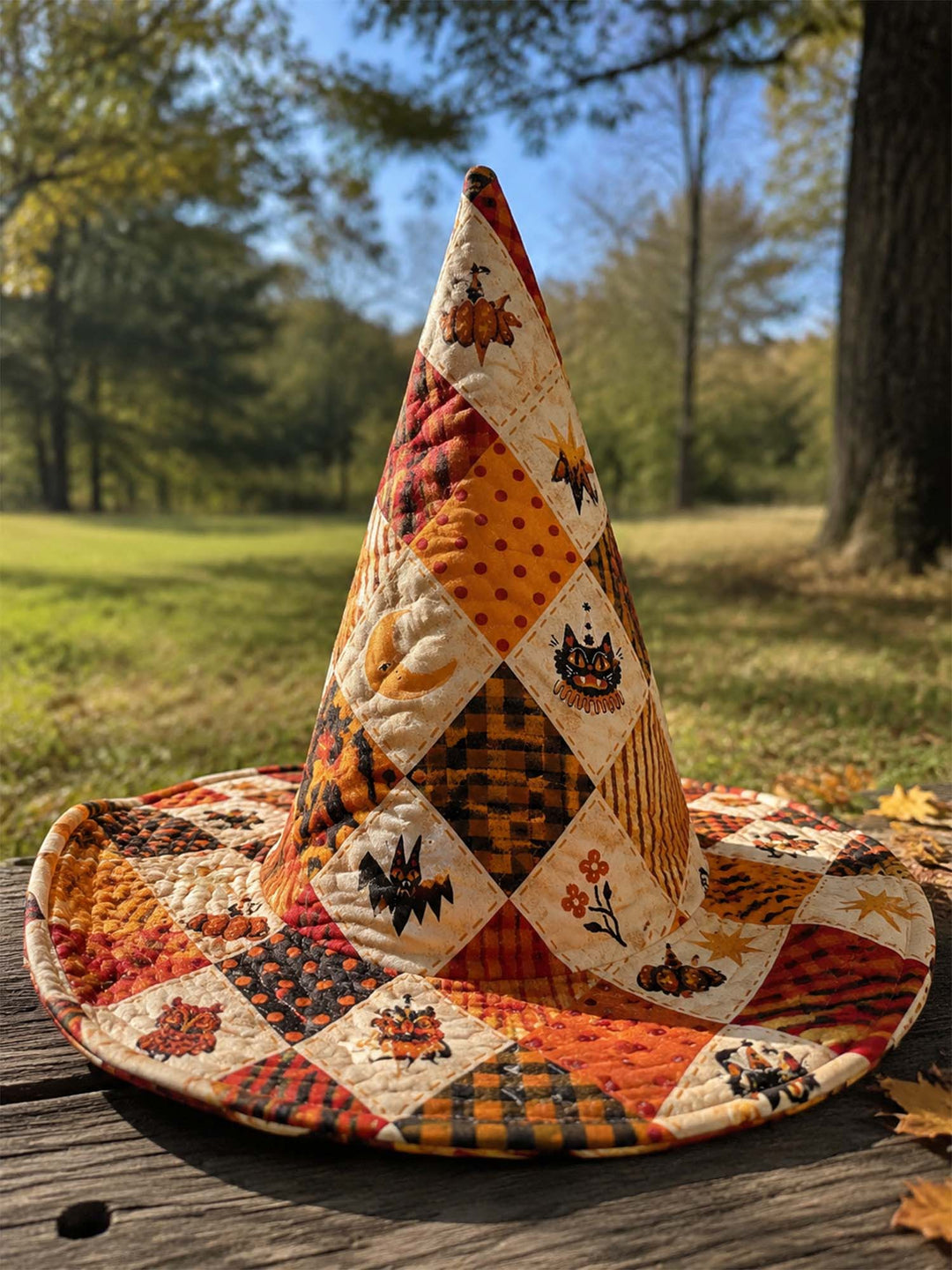 Handmade Quilted Witch Hat – Vintage Halloween Patchwork
