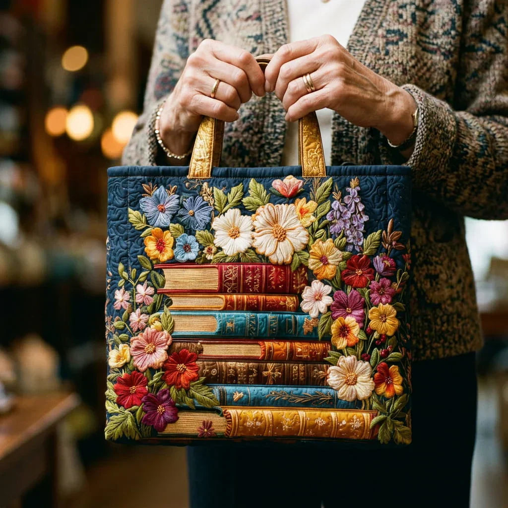 Floral Quilted Shoulder Bag – Floral Print and Books