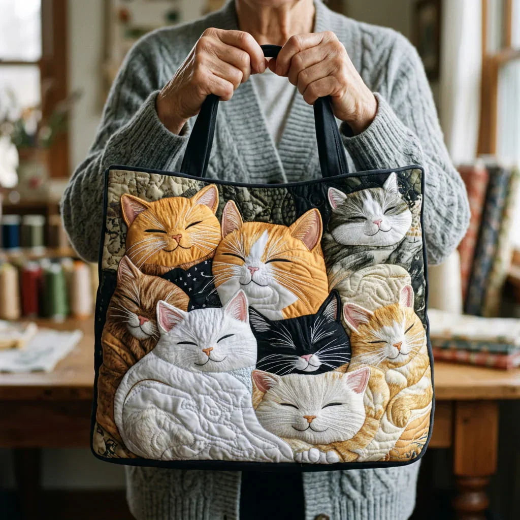 Quilted Tote Bag | Kittens
