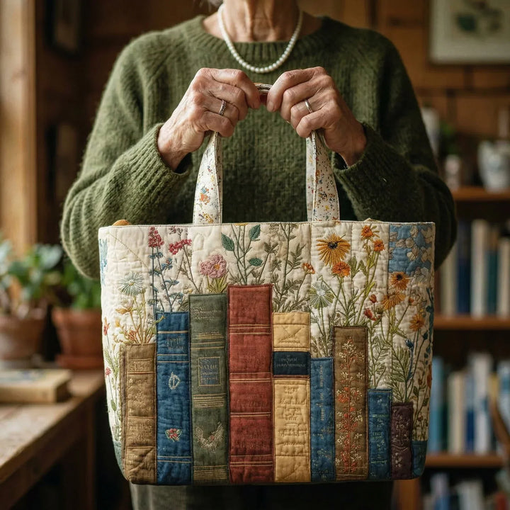 Quilted Tote Bag | Bookflowers
