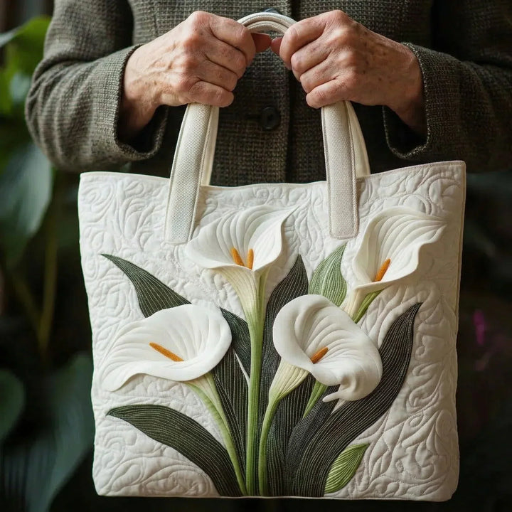Quilted Everyday Shoulder Bag – White Calla Lilies