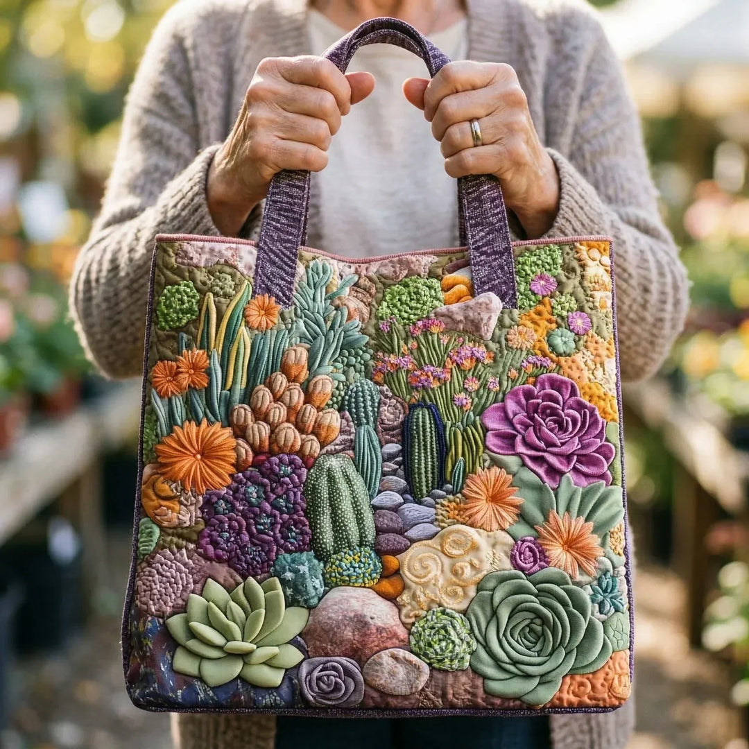 Floral Quilted Shoulder Bag – Succulent Garden