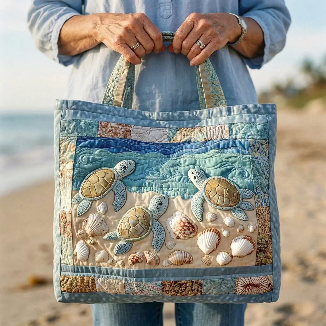 Coastal Quilted Shoulder Bag – Sea Turtles