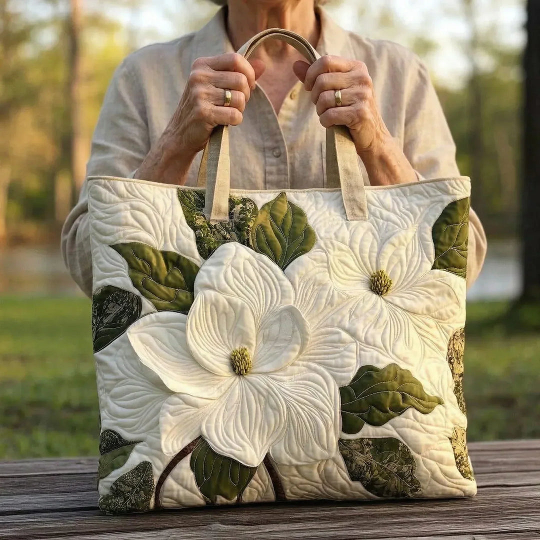 Quilted Tote Bag | Lilies