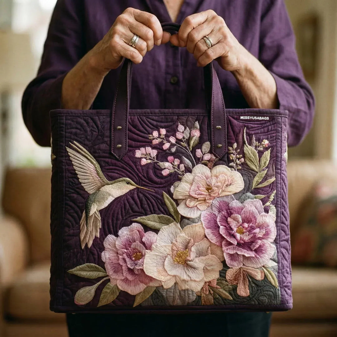 Quilted Tote Bag | Orchids