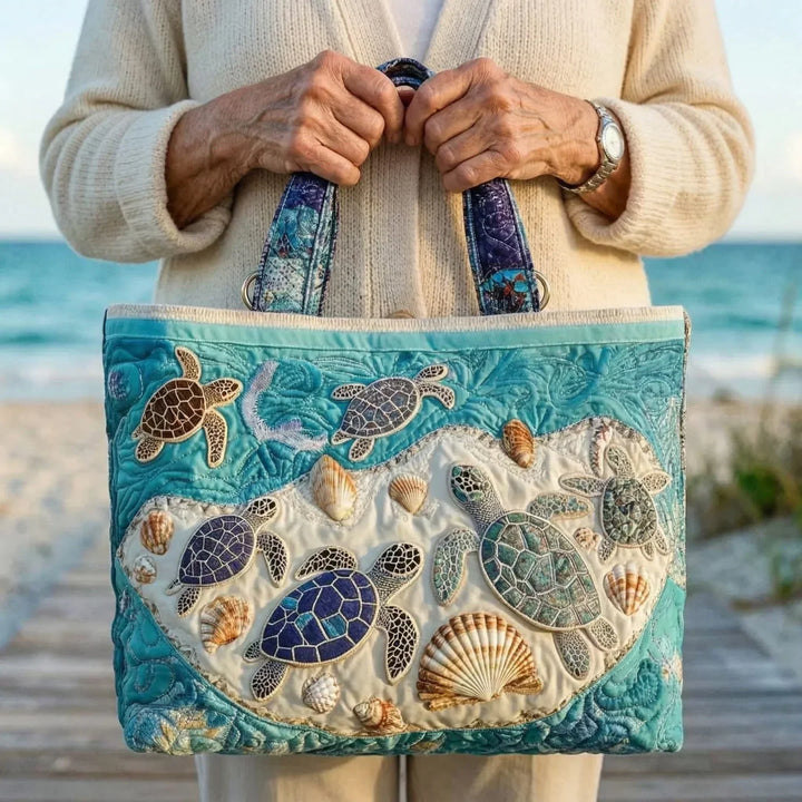 Coastal Quilted Shoulder Bag – Turtles