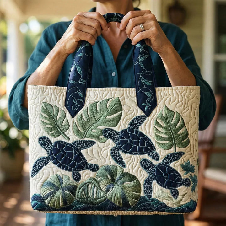 Quilted Tote Bag | Turtle