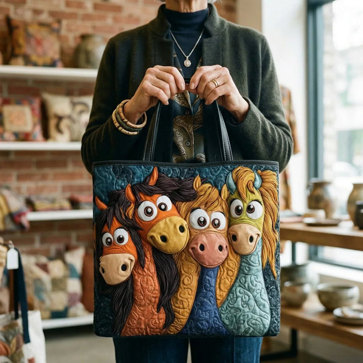 Quilted Tote Bag | Ponies