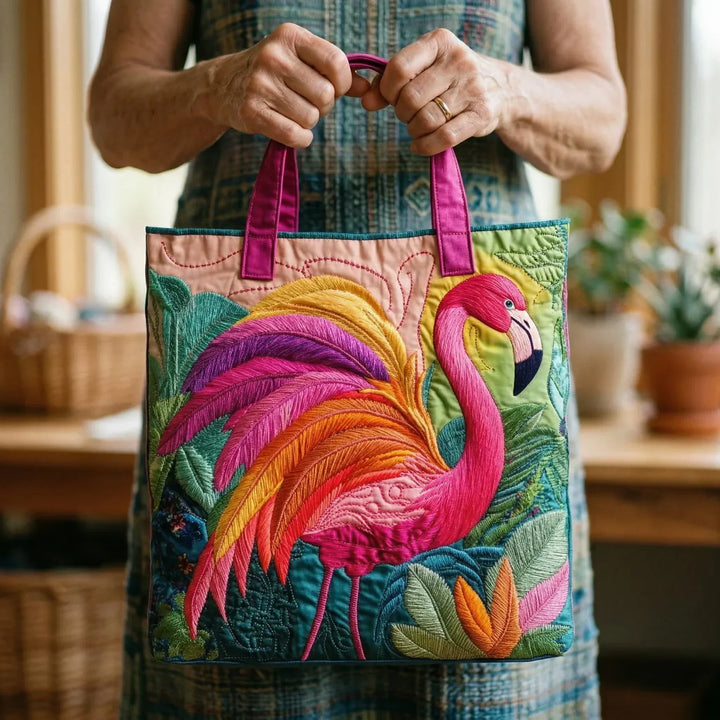 Quilted Tote Bag | Flamingo