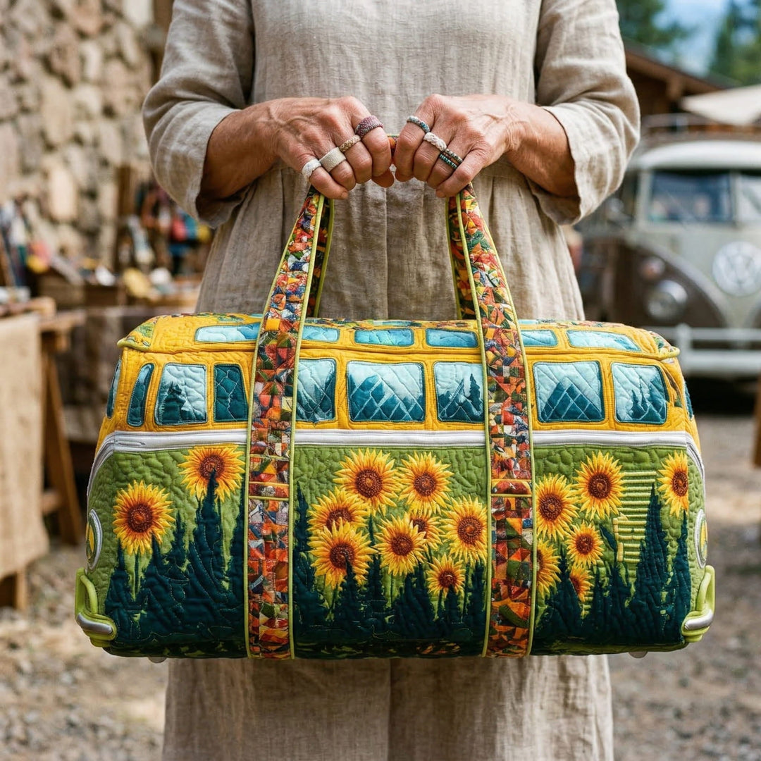 Quilted Travel Bag – Hippie Sunflower