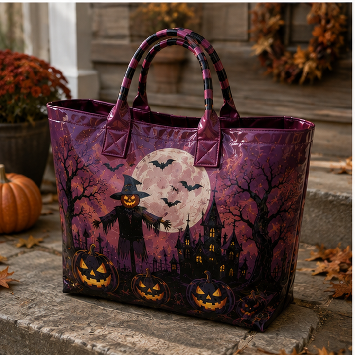 PVC Tote Bag – Scarecrow, Pumpkins and Haunted House