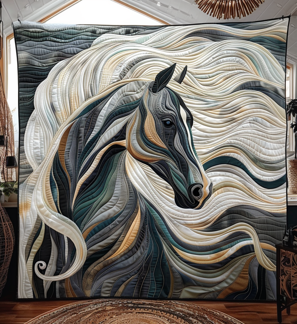 Quilted Blanket Horse Grace – Louise London quilted blanket