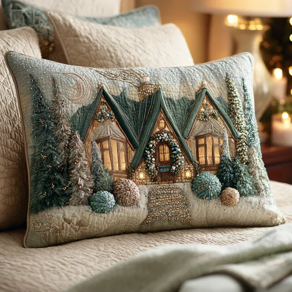 Quilted pillow cover with crystal morning by Louise London