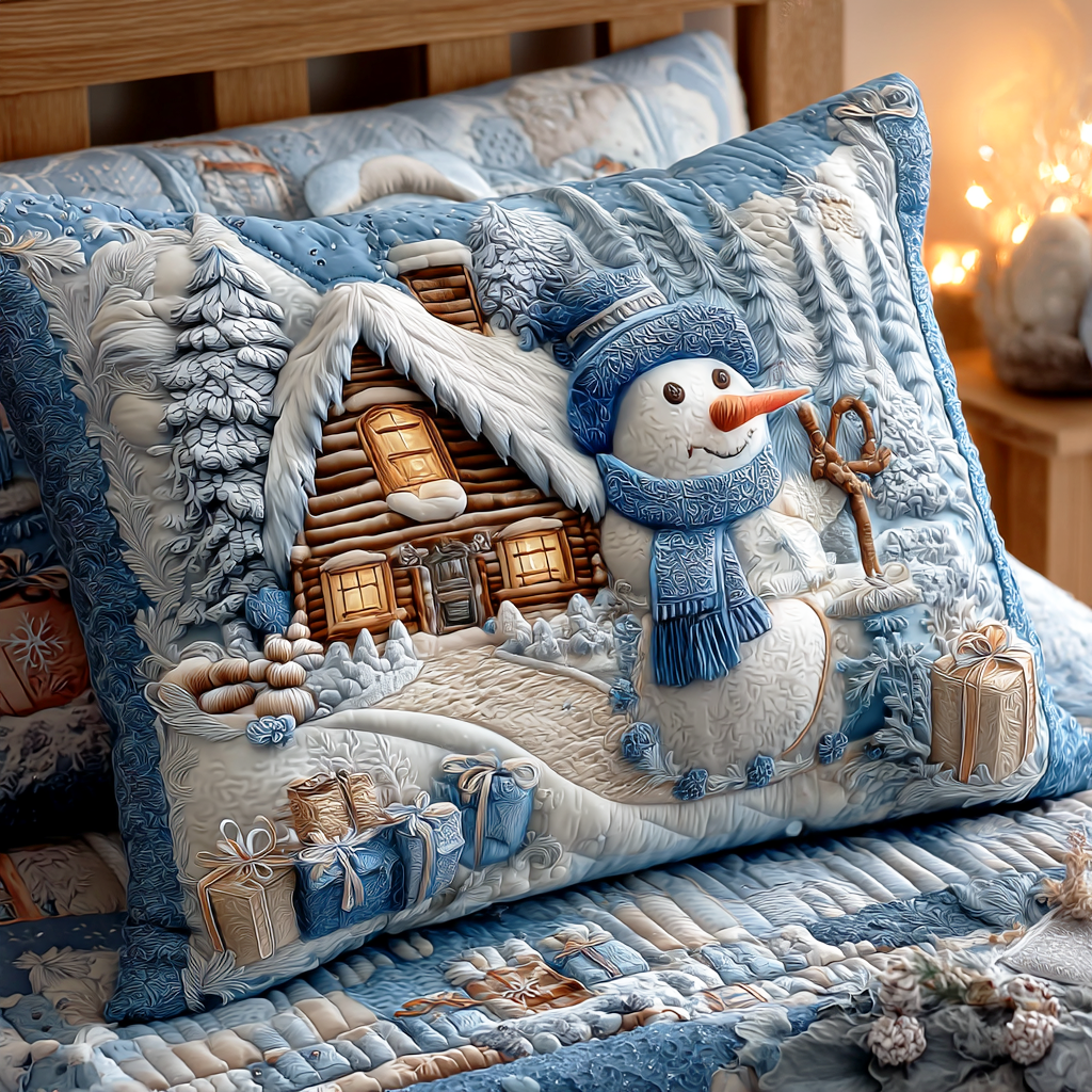 Quilted cushion cover with winter glow by Louise London