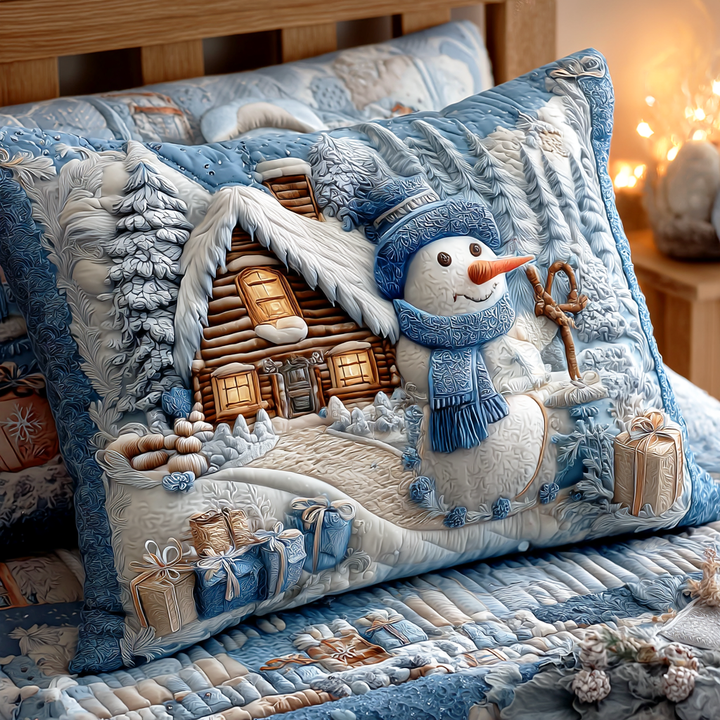 Quilted cushion cover with winter glow by Louise London