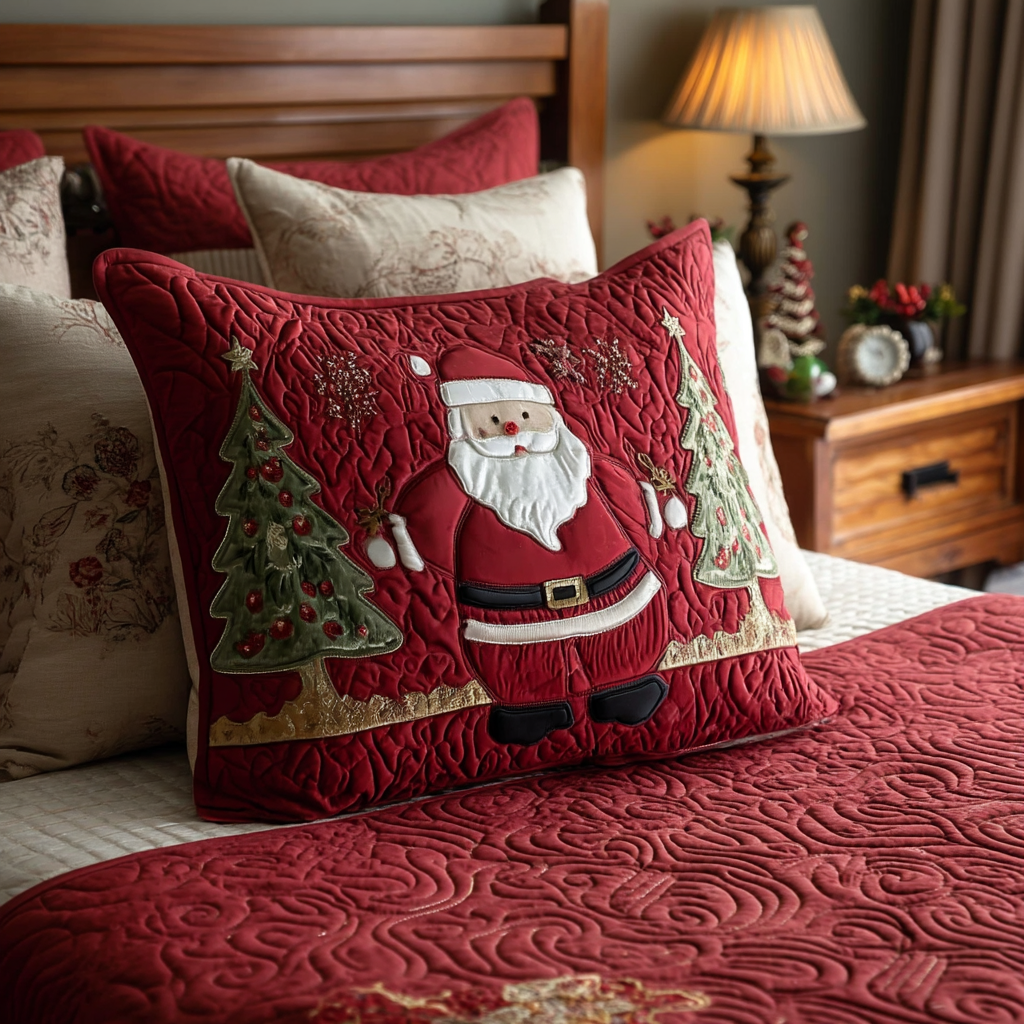 Quilted Cushion Cover with Christmas Parade by Louise London