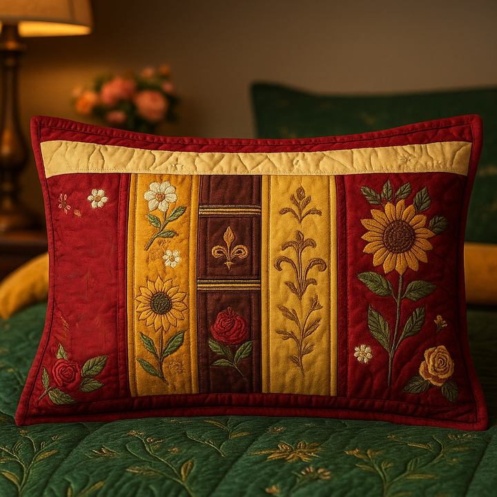 Quilted cushion cover with sunflower NCU0VL942