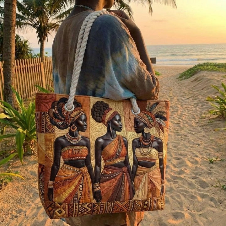 Radiant African Queens Large Quilted Beach & Travel Bag